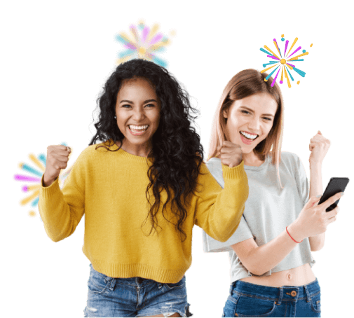 Amigas comemorando